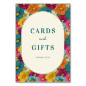 Retro Botanica and Teal Wedding Kaart (Achterkant)