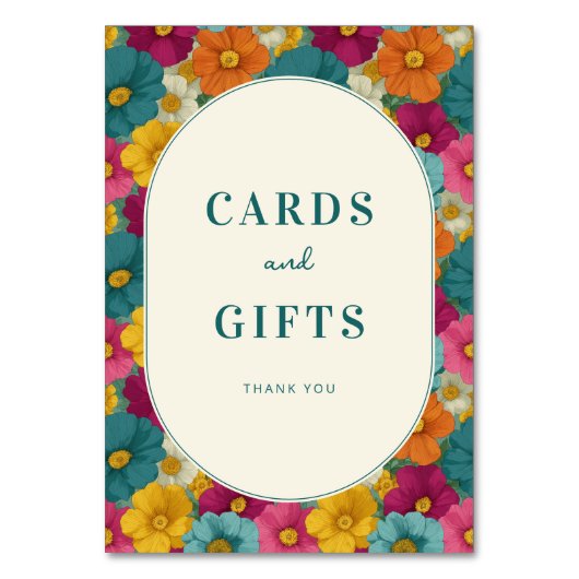 Retro Botanica and Teal Wedding Kaart (Voorkant)