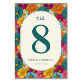 Retro Botanica and Teal Wedding Kaart (Achterkant)