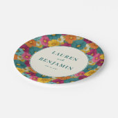 Retro Botanica and Teal Wedding Papieren Bordje (Gekanteld)