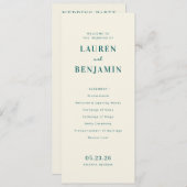 Retro Botanica and Teal Wedding Programmakaart (Voorkant / Achterkant)