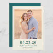 Retro Botanica and Teal Wedding Save The Date (Voorkant / Achterkant)