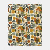 Retro Botanica Geometrica Fleece Deken (Voorkant)