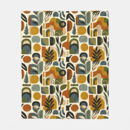 Retro Botanica Geometrica Fleece Deken