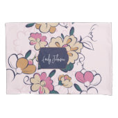 Retro Botanical Custom Name Pink Cream Beige Kussensloop (Voorkant)