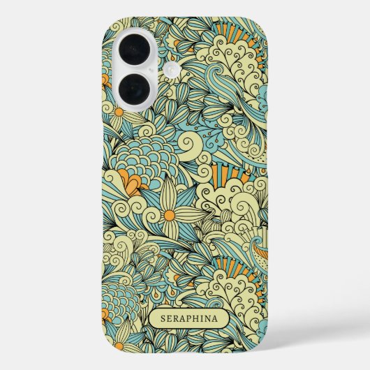 Retro Botanical Hand Drawn Line Art Personalized Case-Mate iPhone Case (Achterkant)