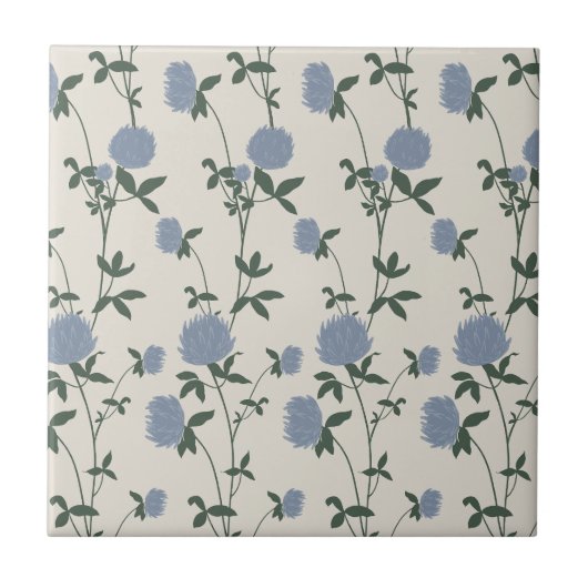 Retro Botanical Meadow Clover | French Linen Tegeltje (Voorkant)