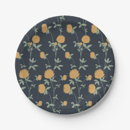 Retro Botanical Meadow Clover | Midnight Garden Papieren Bordje