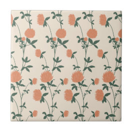 Retro Botanical Meadow Clover | Sunbaked Clay Tegeltje
