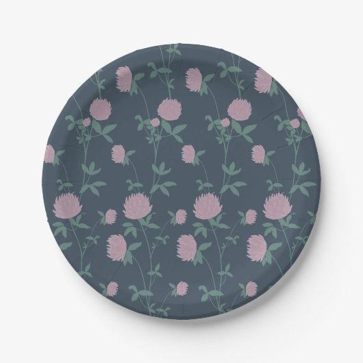 Retro Botanical Meadow Clover | Twilight Meadow Papieren Bordje (Voorkant)