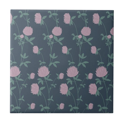 Retro Botanical Meadow Clover | Twilight Meadow Tegeltje (Voorkant)