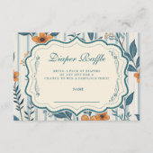 Retro Botanical Tile Baby Shower Diapper Raffle Informatiekaartje (Voorkant)