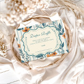 Retro Botanical Tile Baby Shower Diapper Raffle Informatiekaartje