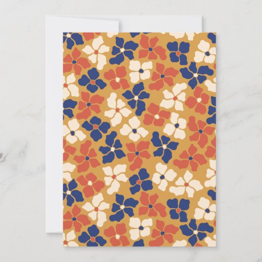 Retro Botanisch Blauw Geel Vrijgezellenfeest Kaart (Achterkant)