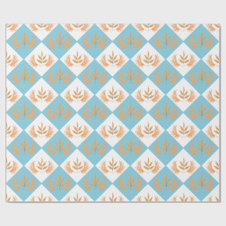 Retro botanisch geometrisch patroon | Oranje bloem Cadeaupapier