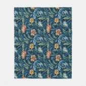 Retro botanisch patroon blauw fleece deken (Voorkant)