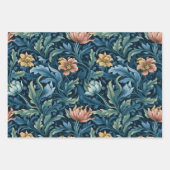 Retro botanisch patroon blauw inpakpapier vel (Voorkant 3)