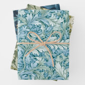 Retro botanisch patroon blauw inpakpapier vel (In situ)