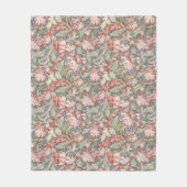Retro botanisch patroon Roze en groen Fleece Deken (Voorkant)