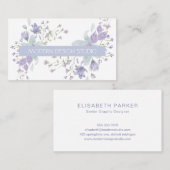 Retro botanische bloemen waterverf stoffig blauw l visitekaartje (Voorkant / Achterkant)