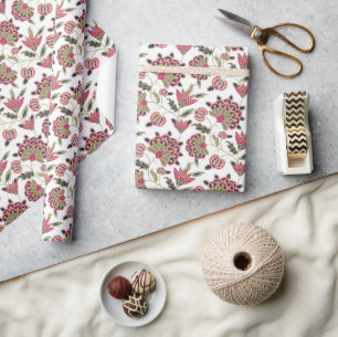 Retro Botanische Damast Cadeaupapier