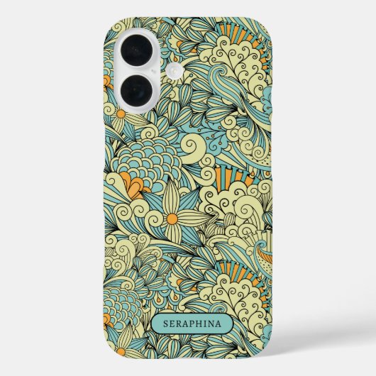 Retro Botanische lijntekening gepersonaliseerd Case-Mate iPhone Case (Achterkant)