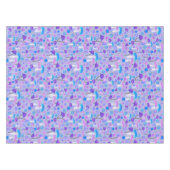 Retro Botanische paddenstoelen Bloemen Paarse Turq Tafelkleed (Voorkant (Horizontaal))