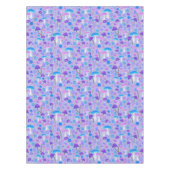 Retro Botanische paddenstoelen Bloemen Paarse Turq Tafelkleed (Voorkant)