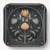 Retro Botanische Samhain / Halloween Party Borden Papieren Bordje (Voorkant)