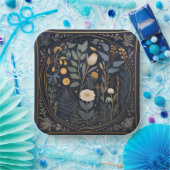 Retro Botanische Samhain / Halloween Party Borden Papieren Bordje (Feest)