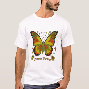 Retro Botanische Vlinder – Hand-Getextureerde Whis T-shirt