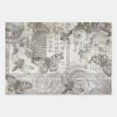 Retro Botanische Vlinder Script Zwart-wit Inpakpapier Vel (Voorkant 2)