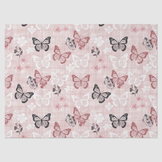 Retro botanische vlinder toile-patroon (2) tissuepapier (Voorkant)