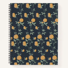 Retro Botanische Weideklaver | Middernacht Tuin Notitieboek