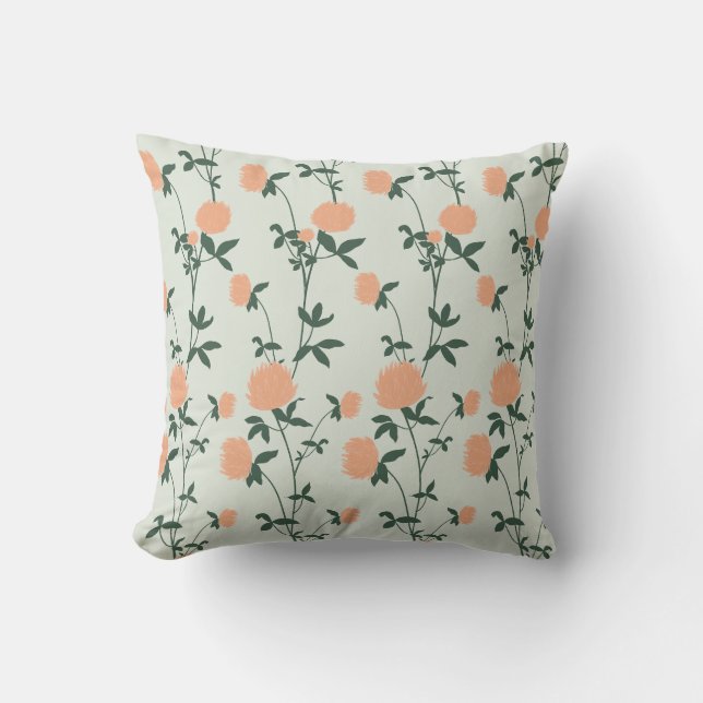 Retro botanische weideklaver | Zachte lente Kussen (Voorkant)