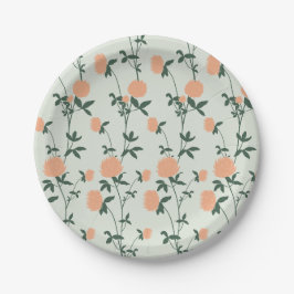 Retro Botanische Weideklaver | Zachte Lente Papieren Bordje