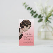 Retro  Bouffant Pink Haarstylist Card Visitekaartje (Staand voorkant)