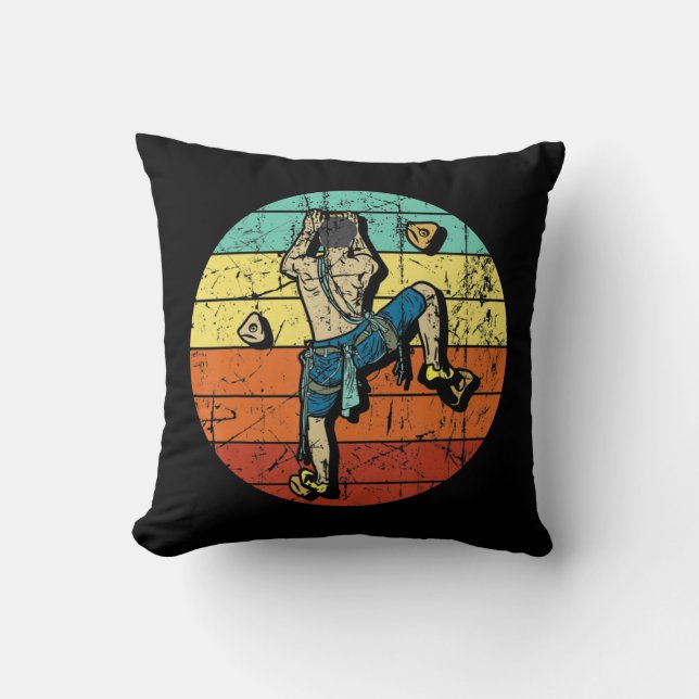Retro Bouldering Wall Climber Rock Climbing Mounta Kussen (Voorkant)