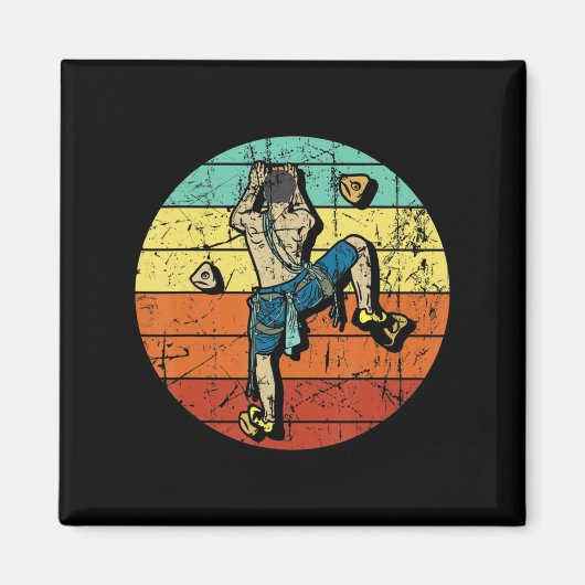 Retro Bouldering Wall Climber Rock Climbing Mounta Magneet (Voorkant)