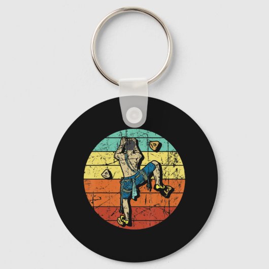 Retro Bouldering Wall Climber Rock Climbing Mounta Sleutelhanger (Voorkant)