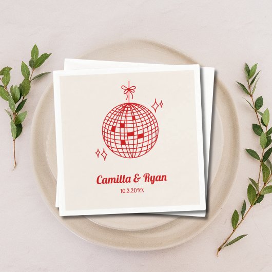 Retro Bourgogne & Beige Disco Bruiloft Decor Serve Servet