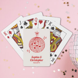 Retro Bourgogne Rode Disco Bal Bruiloft Gepersonal Pokerkaarten
