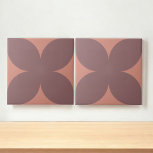 Retro Bourgogne Terracotta bloemblad Midden eeuw Tegeltje