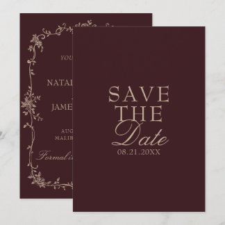 Retro Bourgondië Tamarinde Bloemrijke Oude Geld Hu Save The Date