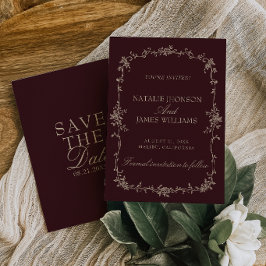 Retro Bourgondië Tamarinde Bloemrijke Oude Geld Hu Save The Date