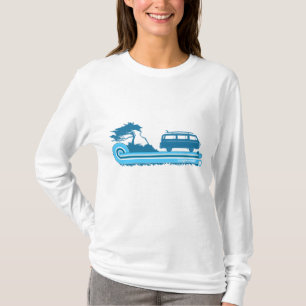 Retro Bovenkant van het Surf "Longboard" in T-shirt