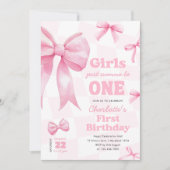 Retro Bow geruit eerste verjaardag uitnodiging (Voorkant)