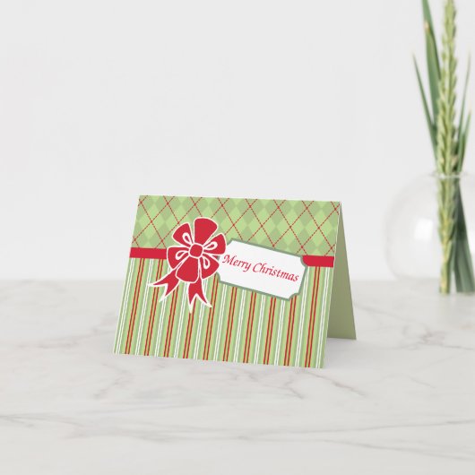 Retro Bow-kerstKaart Feestdagen Kaart (Voorkant)