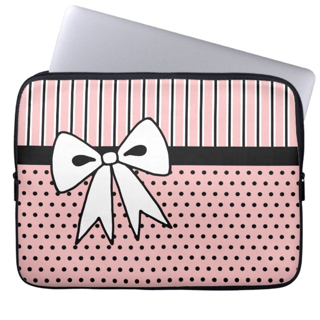 Retro Bow Laptop Hoesje Laptop Sleeve (Voorkant)