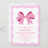 Retro Bow Roze Lila Chic Curve Wavy Vrijgezellenfe Kaart (Voorkant)